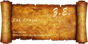 Zai Ervin névjegykártya
